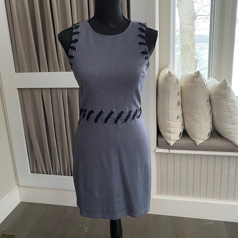 Gray Black Lace Up Steampunk Bodycon Mini Dress Forum S